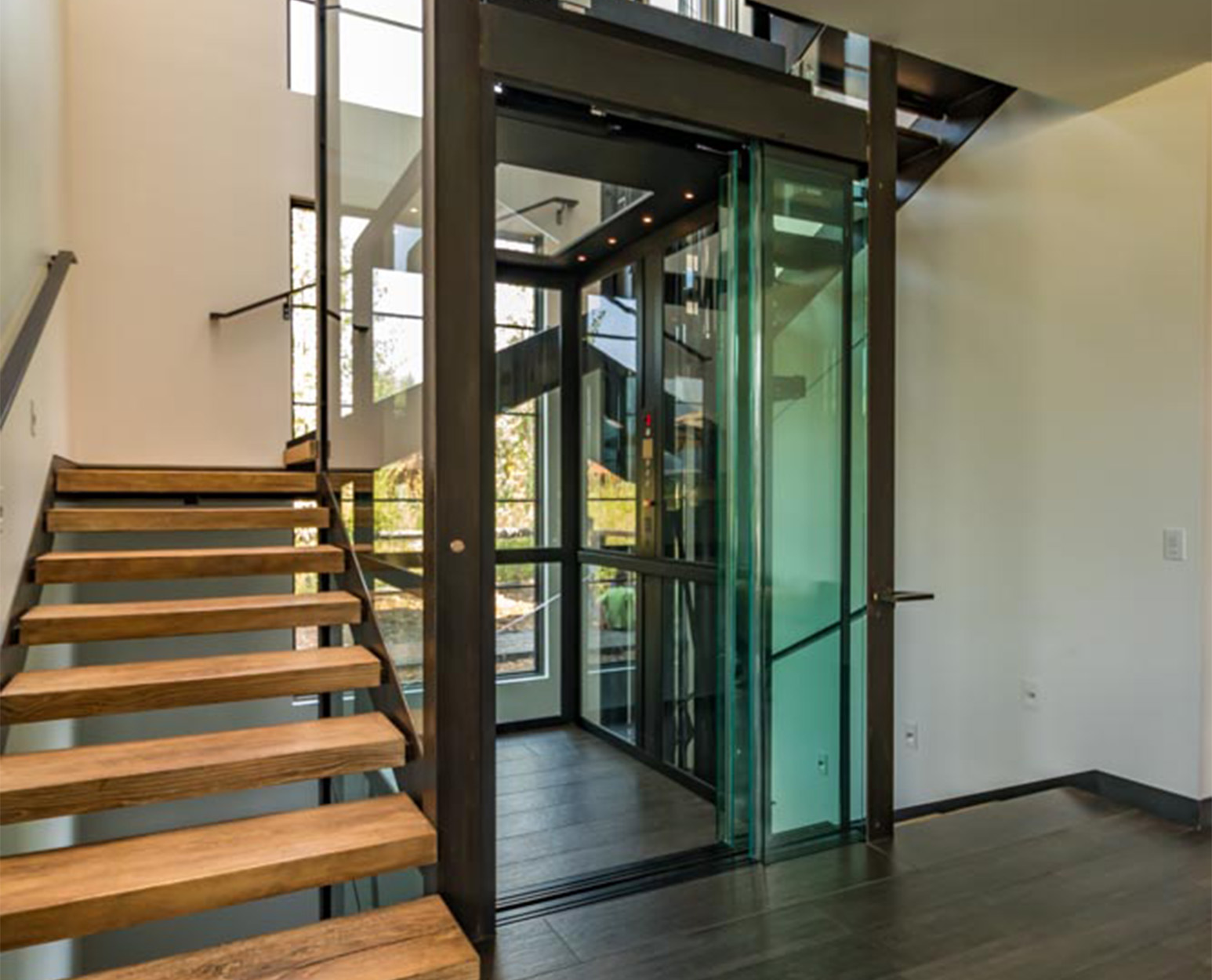 Glass Elevator Black Frame