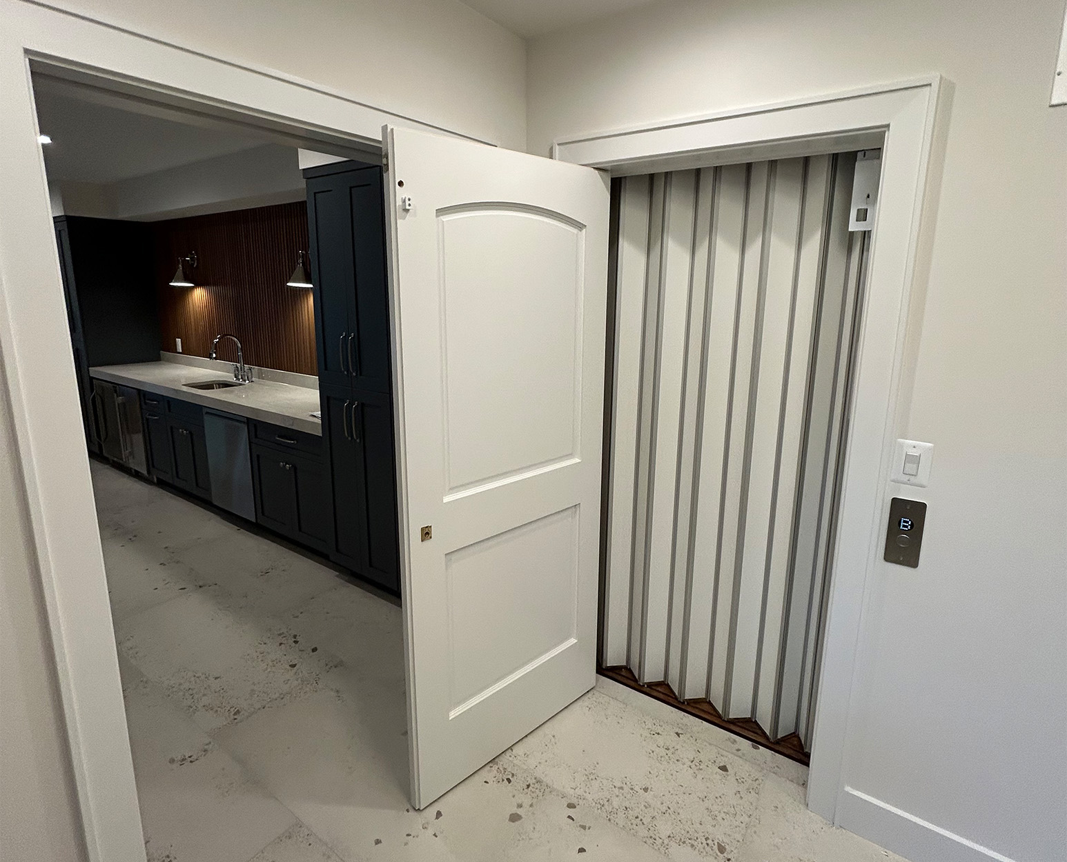White Accordion Gate elevator